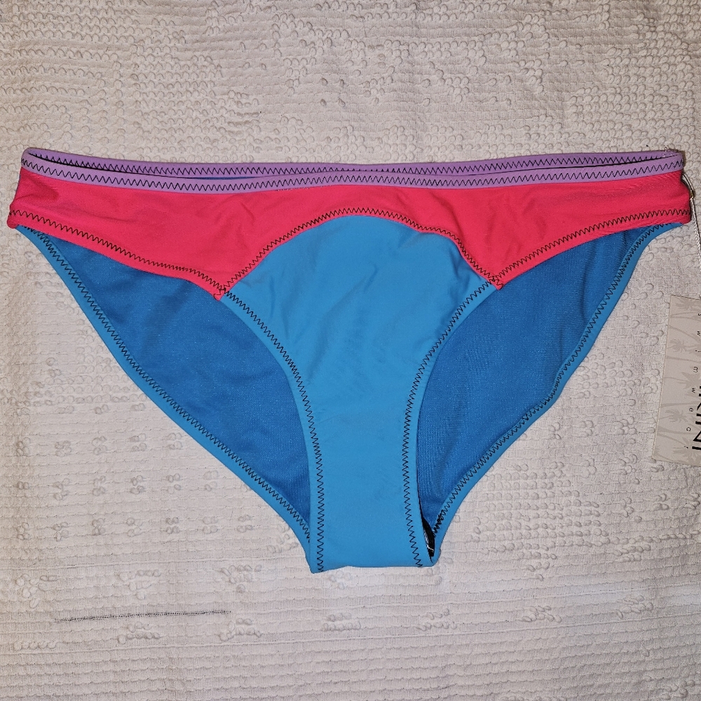 TiNiBiKiNi Blue And Coral Bikini Bottoms XL